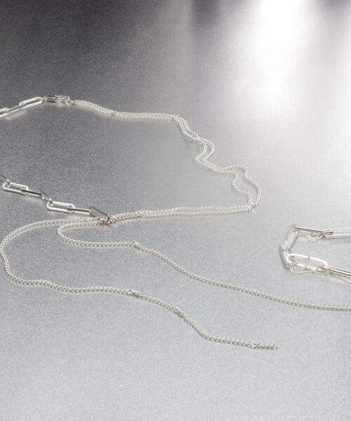 COCOSHNIK ONKITSCH / ココシュニックオンキッチュ ネックレス・ペンダント・チョーカー | シルバー ミックスチェーン フラット カーブドレープY ネックレス | 詳細6