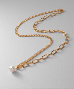 COCOSHNIK ONKITSCH / ココシュニックオンキッチュ ネックレス・ペンダント・チョーカー | シルバー ミックスチェーン ケーブル・カーブ パールネックレス GP