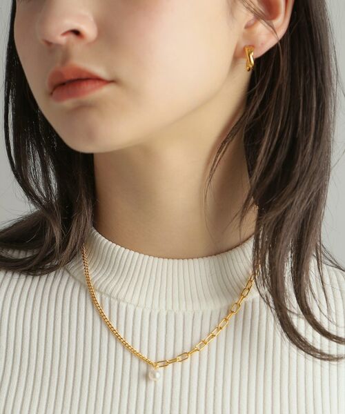 COCOSHNIK ONKITSCH / ココシュニックオンキッチュ ネックレス・ペンダント・チョーカー | シルバー ミックスチェーン ケーブル・カーブ パールネックレス GP | 詳細10