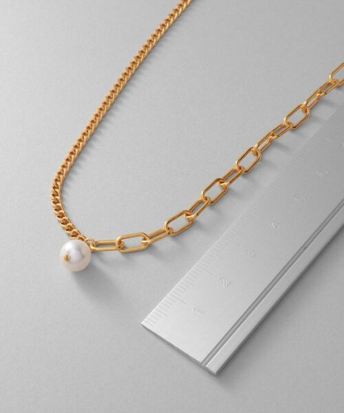 COCOSHNIK ONKITSCH / ココシュニックオンキッチュ ネックレス・ペンダント・チョーカー | シルバー ミックスチェーン ケーブル・カーブ パールネックレス GP | 詳細3