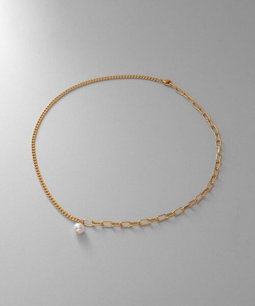 COCOSHNIK ONKITSCH / ココシュニックオンキッチュ ネックレス・ペンダント・チョーカー | シルバー ミックスチェーン ケーブル・カーブ パールネックレス GP | 詳細4