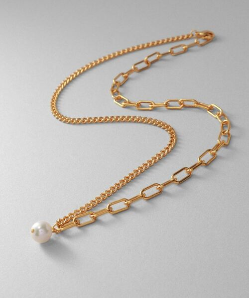 COCOSHNIK ONKITSCH / ココシュニックオンキッチュ ネックレス・ペンダント・チョーカー | シルバー ミックスチェーン ケーブル・カーブ パールネックレス GP（ゴールド(606)）