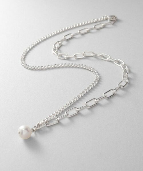 COCOSHNIK ONKITSCH / ココシュニックオンキッチュ ネックレス・ペンダント・チョーカー | シルバー ミックスチェーン ケーブル・カーブ パールネックレス | 詳細1