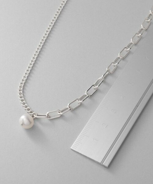 COCOSHNIK ONKITSCH / ココシュニックオンキッチュ ネックレス・ペンダント・チョーカー | シルバー ミックスチェーン ケーブル・カーブ パールネックレス | 詳細3