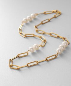 COCOSHNIK ONKITSCH / ココシュニックオンキッチュ ネックレス・ペンダント・チョーカー | シルバー フラットケーブルチェーン パールステーションネックレス GP