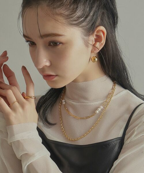 COCOSHNIK ONKITSCH / ココシュニックオンキッチュ ネックレス・ペンダント・チョーカー | シルバー フラットケーブルチェーン パールステーションネックレス GP | 詳細10