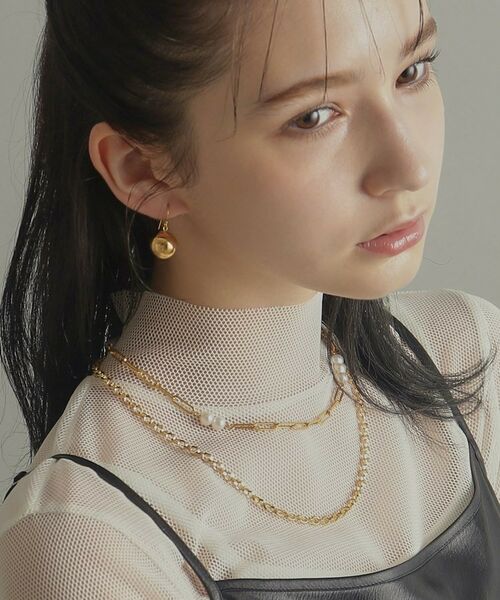 COCOSHNIK ONKITSCH / ココシュニックオンキッチュ ネックレス・ペンダント・チョーカー | シルバー フラットケーブルチェーン パールステーションネックレス GP | 詳細11