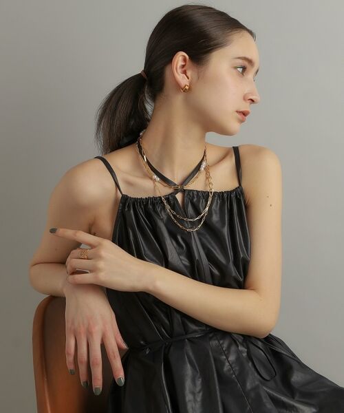 COCOSHNIK ONKITSCH / ココシュニックオンキッチュ ネックレス・ペンダント・チョーカー | シルバー フラットケーブルチェーン パールステーションネックレス GP | 詳細15