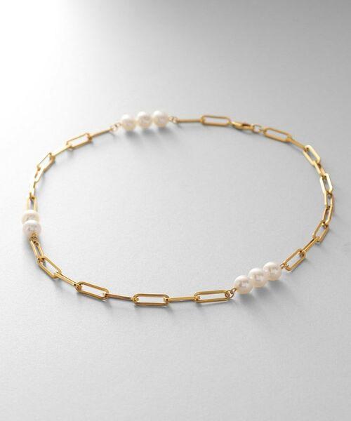 COCOSHNIK ONKITSCH / ココシュニックオンキッチュ ネックレス・ペンダント・チョーカー | シルバー フラットケーブルチェーン パールステーションネックレス GP | 詳細2