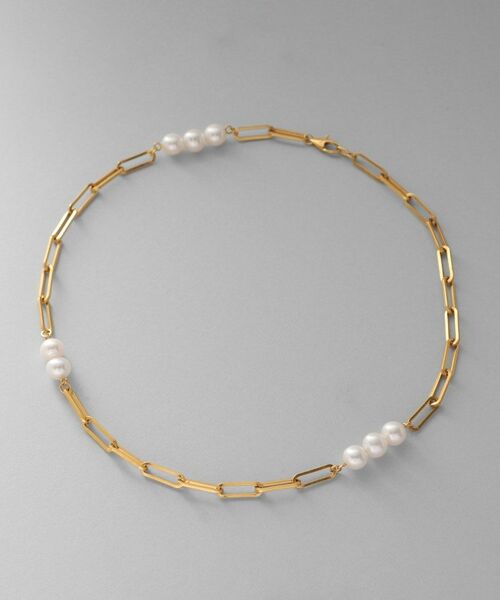 COCOSHNIK ONKITSCH / ココシュニックオンキッチュ ネックレス・ペンダント・チョーカー | シルバー フラットケーブルチェーン パールステーションネックレス GP | 詳細3