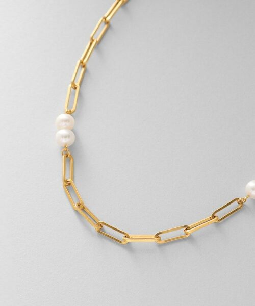 COCOSHNIK ONKITSCH / ココシュニックオンキッチュ ネックレス・ペンダント・チョーカー | シルバー フラットケーブルチェーン パールステーションネックレス GP | 詳細4