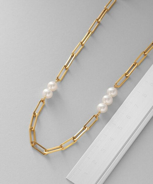 COCOSHNIK ONKITSCH / ココシュニックオンキッチュ ネックレス・ペンダント・チョーカー | シルバー フラットケーブルチェーン パールステーションネックレス GP | 詳細5