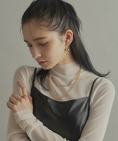 COCOSHNIK ONKITSCH / ココシュニックオンキッチュ ネックレス・ペンダント・チョーカー | シルバー フラットケーブルチェーン パールステーションネックレス GP | 詳細8