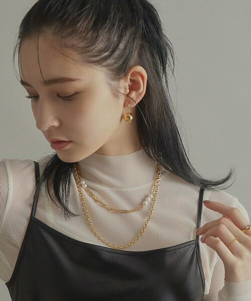 COCOSHNIK ONKITSCH / ココシュニックオンキッチュ ネックレス・ペンダント・チョーカー | シルバー フラットケーブルチェーン パールステーションネックレス GP | 詳細9