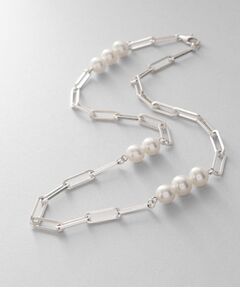 COCOSHNIK ONKITSCH / ココシュニックオンキッチュ ネックレス・ペンダント・チョーカー | シルバー フラットケーブルチェーン パールステーションネックレス