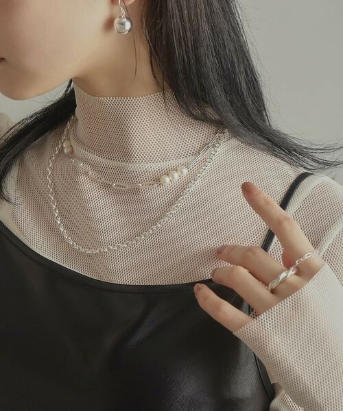 COCOSHNIK ONKITSCH / ココシュニックオンキッチュ ネックレス・ペンダント・チョーカー | シルバー フラットケーブルチェーン パールステーションネックレス | 詳細10