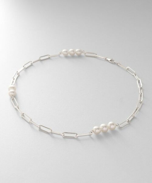 COCOSHNIK ONKITSCH / ココシュニックオンキッチュ ネックレス・ペンダント・チョーカー | シルバー フラットケーブルチェーン パールステーションネックレス | 詳細4