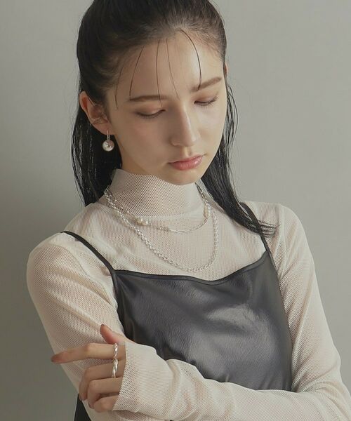 COCOSHNIK ONKITSCH / ココシュニックオンキッチュ ネックレス・ペンダント・チョーカー | シルバー フラットケーブルチェーン パールステーションネックレス | 詳細7