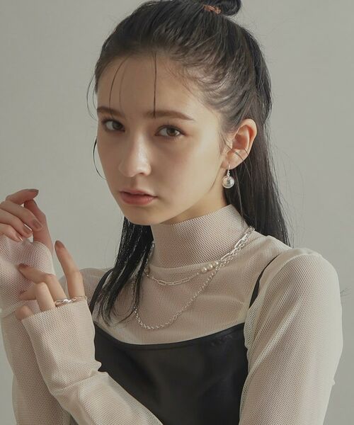 COCOSHNIK ONKITSCH / ココシュニックオンキッチュ ネックレス・ペンダント・チョーカー | シルバー フラットケーブルチェーン パールステーションネックレス | 詳細8