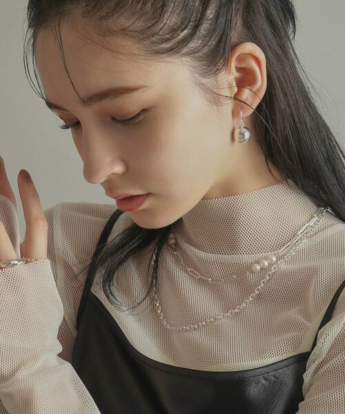 COCOSHNIK ONKITSCH / ココシュニックオンキッチュ ネックレス・ペンダント・チョーカー | シルバー フラットケーブルチェーン パールステーションネックレス | 詳細9