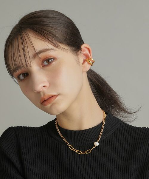 COCOSHNIK ONKITSCH / ココシュニックオンキッチュ ネックレス・ペンダント・チョーカー | シルバー ミックスチェーン ロングカーブ・ケーブル パールネックレス GP | 詳細10