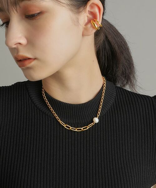 COCOSHNIK ONKITSCH / ココシュニックオンキッチュ ネックレス・ペンダント・チョーカー | シルバー ミックスチェーン ロングカーブ・ケーブル パールネックレス GP | 詳細11