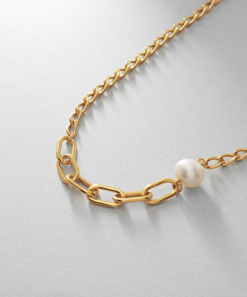 COCOSHNIK ONKITSCH / ココシュニックオンキッチュ ネックレス・ペンダント・チョーカー | シルバー ミックスチェーン ロングカーブ・ケーブル パールネックレス GP | 詳細2