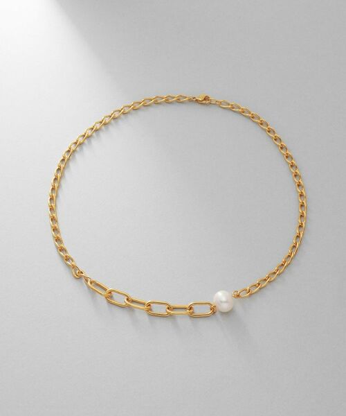 COCOSHNIK ONKITSCH / ココシュニックオンキッチュ ネックレス・ペンダント・チョーカー | シルバー ミックスチェーン ロングカーブ・ケーブル パールネックレス GP | 詳細4