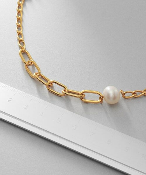 COCOSHNIK ONKITSCH / ココシュニックオンキッチュ ネックレス・ペンダント・チョーカー | シルバー ミックスチェーン ロングカーブ・ケーブル パールネックレス GP | 詳細5