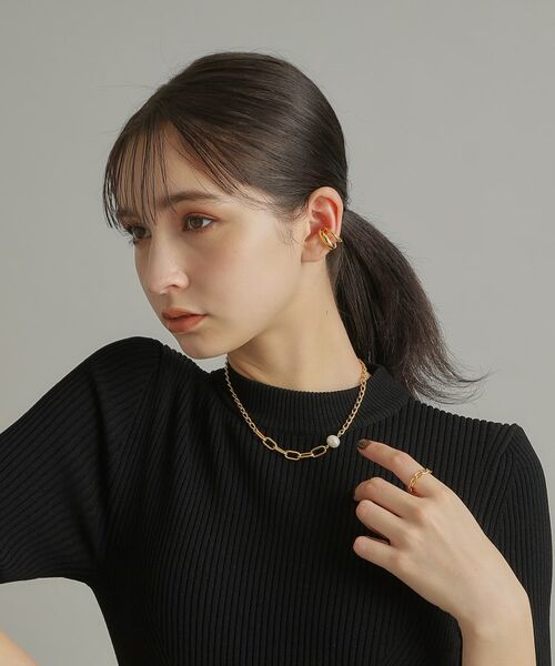 COCOSHNIK ONKITSCH / ココシュニックオンキッチュ ネックレス・ペンダント・チョーカー | シルバー ミックスチェーン ロングカーブ・ケーブル パールネックレス GP | 詳細8