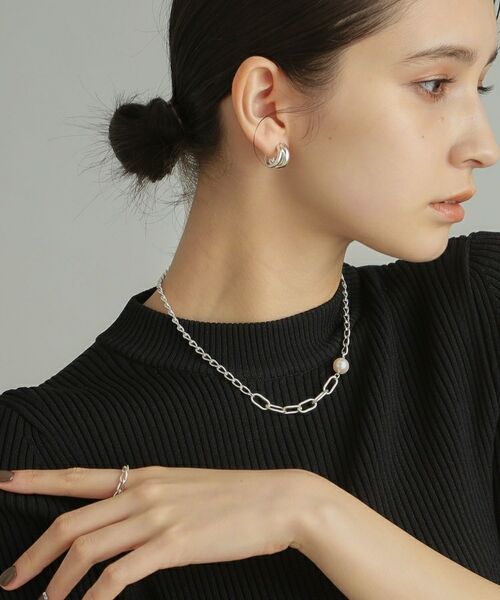 COCOSHNIK ONKITSCH / ココシュニックオンキッチュ ネックレス・ペンダント・チョーカー | シルバー ミックスチェーン ロングカーブ・ケーブル パールネックレス | 詳細12