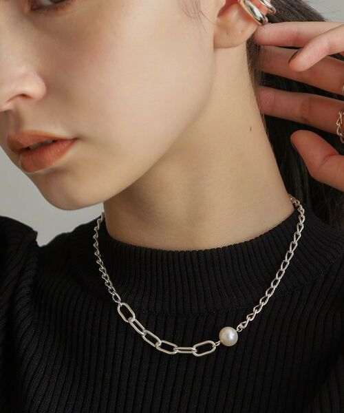 COCOSHNIK ONKITSCH / ココシュニックオンキッチュ ネックレス・ペンダント・チョーカー | シルバー ミックスチェーン ロングカーブ・ケーブル パールネックレス | 詳細13