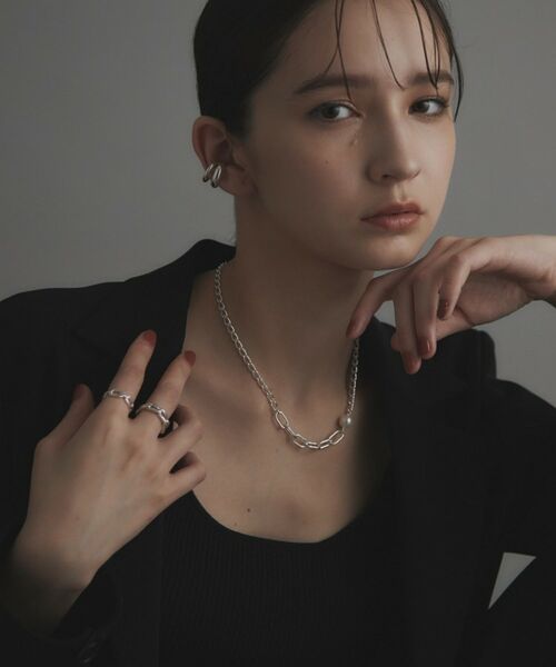 COCOSHNIK ONKITSCH / ココシュニックオンキッチュ ネックレス・ペンダント・チョーカー | シルバー ミックスチェーン ロングカーブ・ケーブル パールネックレス | 詳細7