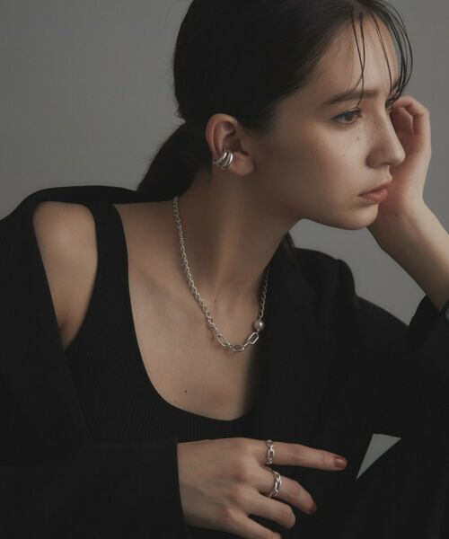 COCOSHNIK ONKITSCH / ココシュニックオンキッチュ ネックレス・ペンダント・チョーカー | シルバー ミックスチェーン ロングカーブ・ケーブル パールネックレス | 詳細8