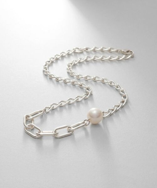 COCOSHNIK ONKITSCH / ココシュニックオンキッチュ ネックレス・ペンダント・チョーカー | シルバー ミックスチェーン ロングカーブ・ケーブル パールネックレス（シルバー(606)）