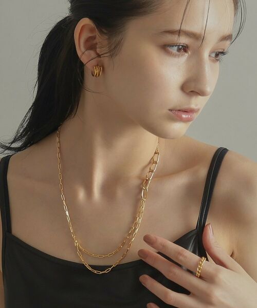 COCOSHNIK ONKITSCH / ココシュニックオンキッチュ ネックレス・ペンダント・チョーカー | シルバー ミックスチェーン アシンメトリードレープネックレス GP | 詳細10