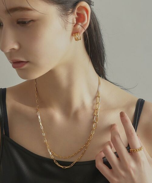 COCOSHNIK ONKITSCH / ココシュニックオンキッチュ ネックレス・ペンダント・チョーカー | シルバー ミックスチェーン アシンメトリードレープネックレス GP | 詳細11