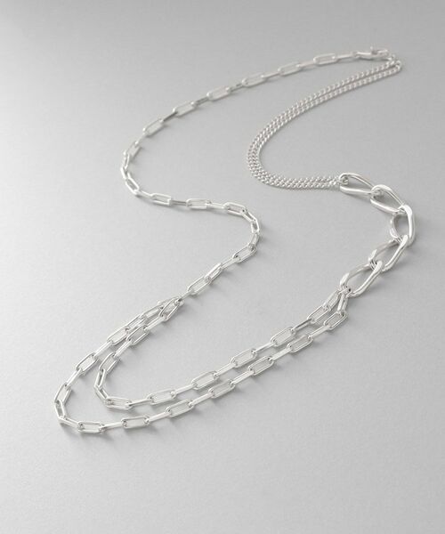 COCOSHNIK ONKITSCH / ココシュニックオンキッチュ ネックレス・ペンダント・チョーカー | シルバー ミックスチェーン アシンメトリードレープネックレス | 詳細1