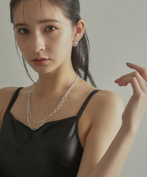 COCOSHNIK ONKITSCH / ココシュニックオンキッチュ ネックレス・ペンダント・チョーカー | シルバー ミックスチェーン アシンメトリードレープネックレス | 詳細10