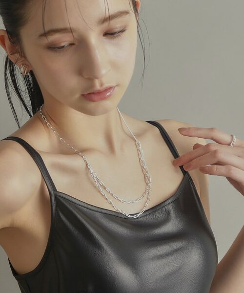 COCOSHNIK ONKITSCH / ココシュニックオンキッチュ ネックレス・ペンダント・チョーカー | シルバー ミックスチェーン アシンメトリードレープネックレス | 詳細11