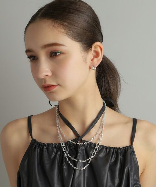 COCOSHNIK ONKITSCH / ココシュニックオンキッチュ ネックレス・ペンダント・チョーカー | シルバー ミックスチェーン アシンメトリードレープネックレス | 詳細14