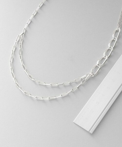 COCOSHNIK ONKITSCH / ココシュニックオンキッチュ ネックレス・ペンダント・チョーカー | シルバー ミックスチェーン アシンメトリードレープネックレス | 詳細3