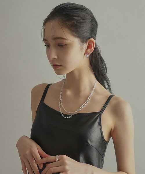 COCOSHNIK ONKITSCH / ココシュニックオンキッチュ ネックレス・ペンダント・チョーカー | シルバー ミックスチェーン アシンメトリードレープネックレス | 詳細8