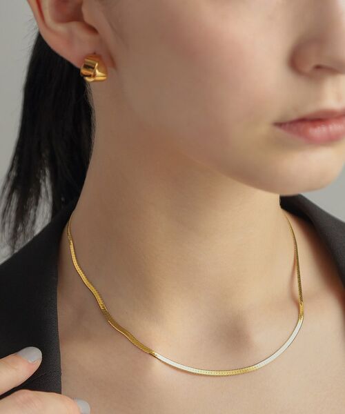 COCOSHNIK ONKITSCH / ココシュニックオンキッチュ ネックレス・ペンダント・チョーカー | シルバー デザインチェーン フラットスネークネックレスM GP | 詳細11