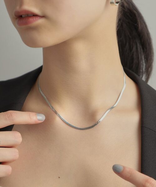 COCOSHNIK ONKITSCH / ココシュニックオンキッチュ ネックレス・ペンダント・チョーカー | シルバー デザインチェーン フラットスネークネックレスM | 詳細13
