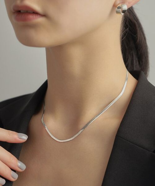 COCOSHNIK ONKITSCH / ココシュニックオンキッチュ ネックレス・ペンダント・チョーカー | シルバー デザインチェーン フラットスネークネックレスM | 詳細14