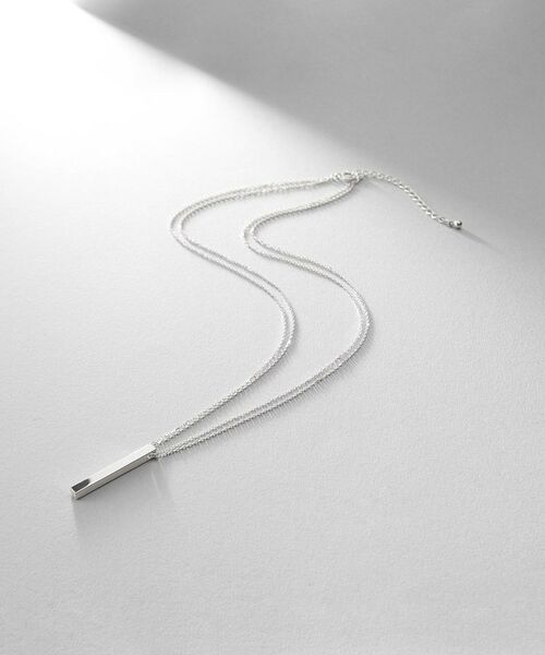 COCOSHNIK ONKITSCH / ココシュニックオンキッチュ ネックレス・ペンダント・チョーカー | シルバー ダブルチェーンスクエアバーネックレス | 詳細1
