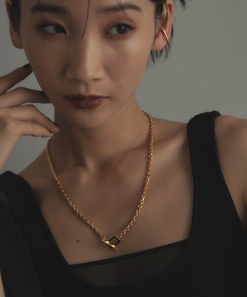 COCOSHNIK ONKITSCH / ココシュニックオンキッチュ ネックレス・ペンダント・チョーカー | シルバー カットケーブルチェーン レクタングルマンテルネックレス（48cm） GP | 詳細10