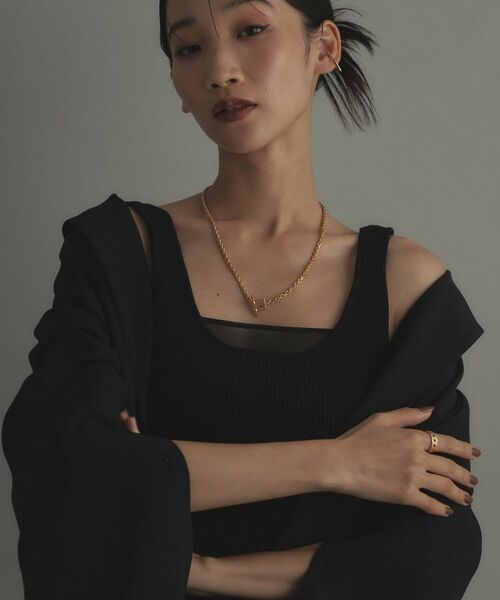 COCOSHNIK ONKITSCH / ココシュニックオンキッチュ ネックレス・ペンダント・チョーカー | シルバー カットケーブルチェーン レクタングルマンテルネックレス（48cm） GP | 詳細9