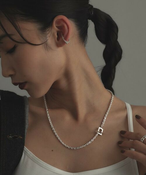 COCOSHNIK ONKITSCH / ココシュニックオンキッチュ ネックレス・ペンダント・チョーカー | シルバー カットケーブルチェーン レクタングルマンテルネックレス（48cm） | 詳細12